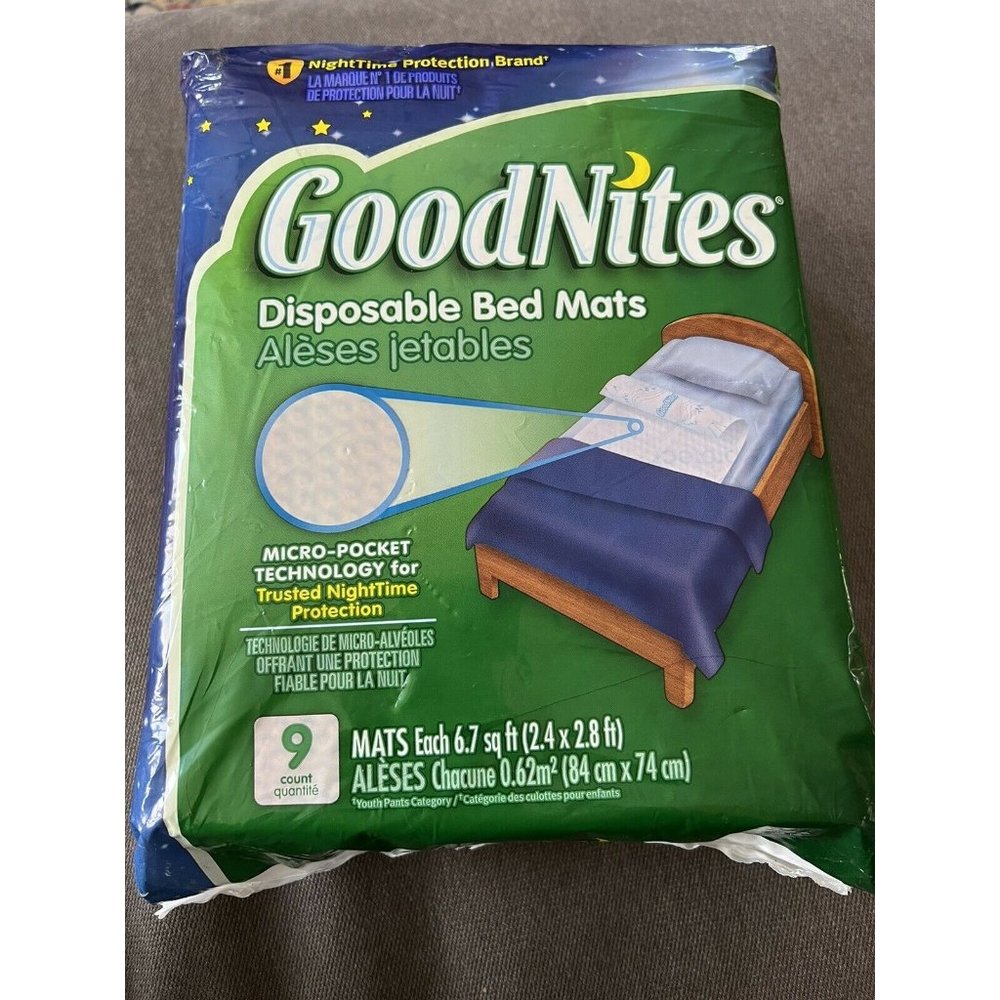 Goodnites Disposable Bed Mats Soft Quiet Material Health Care Kids 9 Count